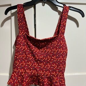 Forever 21 Cropped Floral Red Women's Top